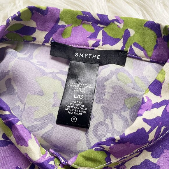 Smythe Patterned Crimson Orchid Floral Shirred Pocket 3/4 Sleeve Blouse - Picture 6 of 6